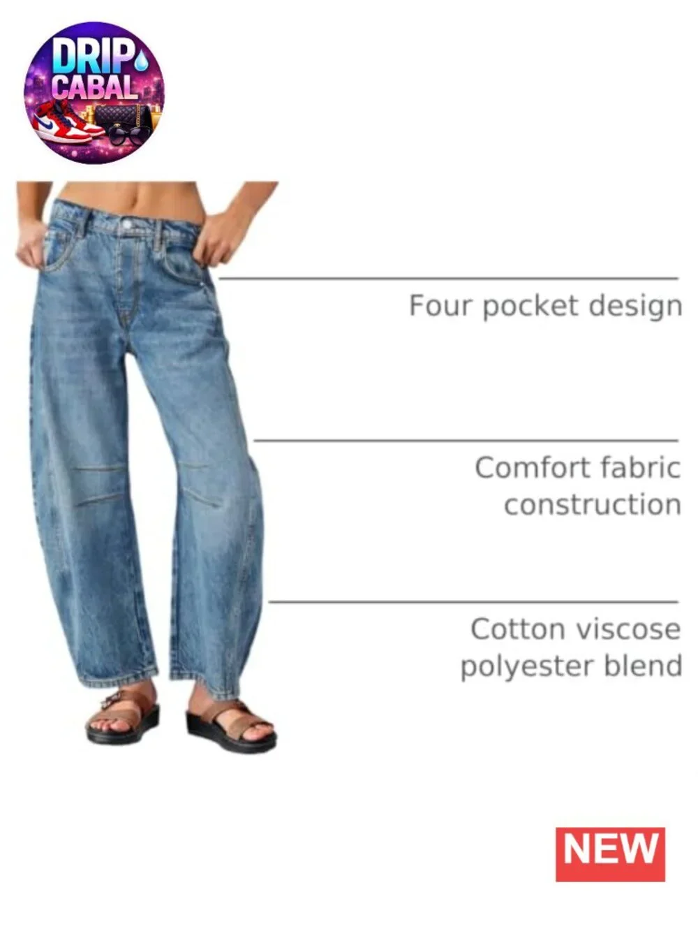 Baggy Boyfriend Jeans Wide Leg Mid Rise Ankle Denim Pants